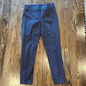 Talbots Essex Ankle pants Geo Hearts navy and gold